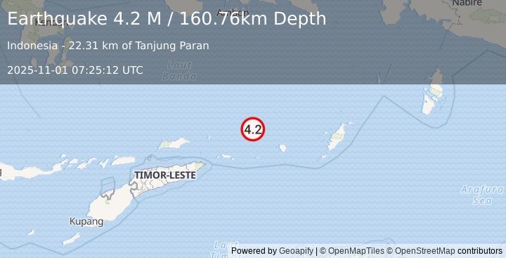 Earthquake Banda Sea (4.2 M) (2025-11-01 07:25:12 UTC)