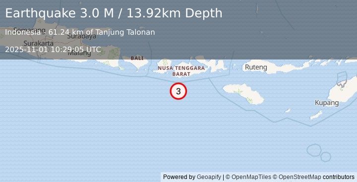 Earthquake Sumbawa Region, Indonesia (3.0 M) (2025-11-01 10:29:05 UTC)