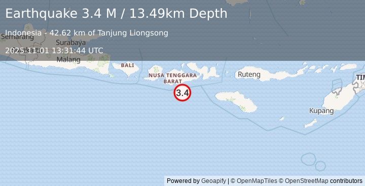 Earthquake Sumbawa Region, Indonesia (3.8 M) (2025-11-01 13:31:26 UTC)