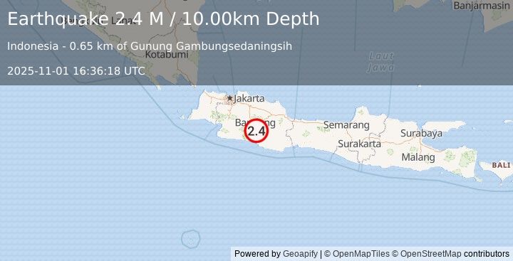 Earthquake Java, Indonesia (2.4 M) (2025-11-01 16:36:18 UTC)