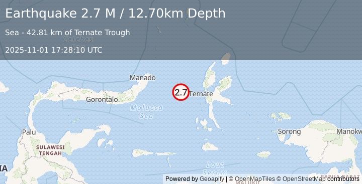 Earthquake Northern Molucca Sea (2.7 M) (2025-11-01 17:28:10 UTC)