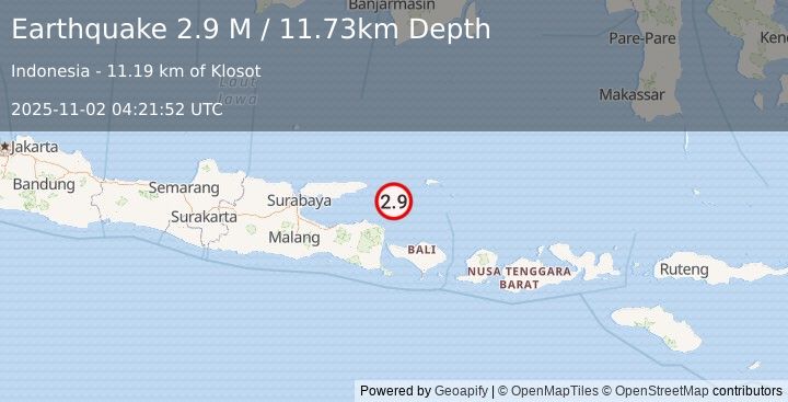 Earthquake Bali Sea (2.9 M) (2025-11-02 04:21:53 UTC)