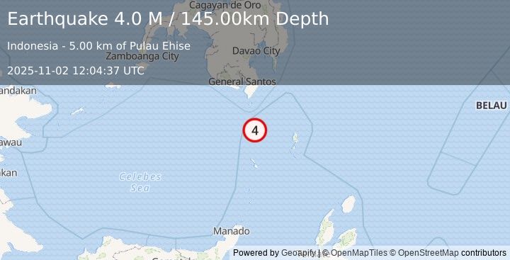 Earthquake Talaud Islands, Indonesia (4.5 M) (2025-11-02 12:04:39 UTC)