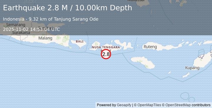 Earthquake Sumbawa Region, Indonesia (2.8 M) (2025-11-02 14:53:04 UTC)