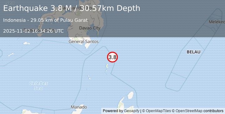 Earthquake Philippine Islands Region (3.8 M) (2025-11-02 16:34:26 UTC)
