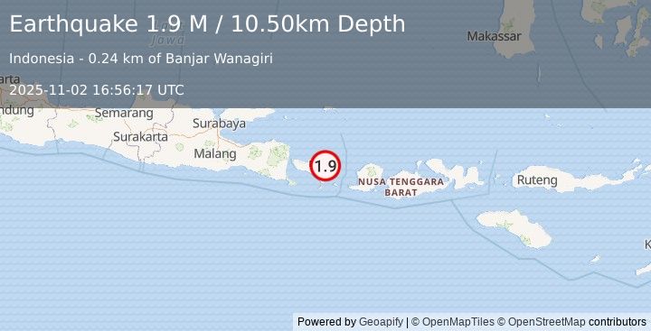 Earthquake Bali Region, Indonesia (1.9 M) (2025-11-02 16:56:17 UTC)