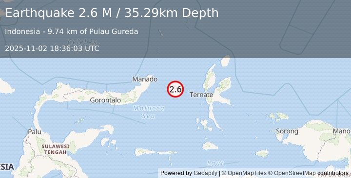 Earthquake Northern Molucca Sea (2.6 M) (2025-11-02 18:36:03 UTC)