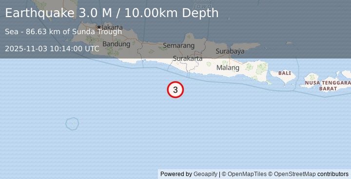 Earthquake Java, Indonesia (3.0 M) (2025-11-03 10:14:00 UTC)