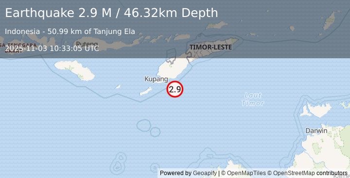 Earthquake Timor Region (2.9 M) (2025-11-03 10:33:05 UTC)