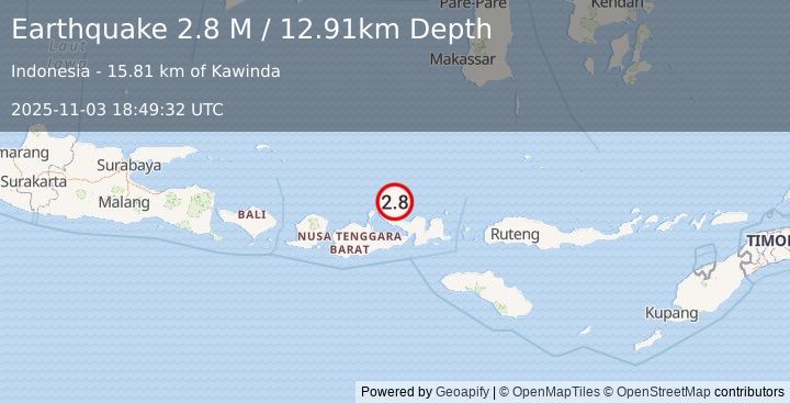 Earthquake Sumbawa Region, Indonesia (2.8 M) (2025-11-03 18:49:34 UTC)