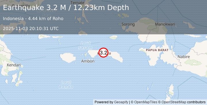 Earthquake Seram, Indonesia (3.2 M) (2025-11-03 20:10:31 UTC)
