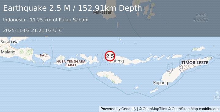 Earthquake Flores Region, Indonesia (2.5 M) (2025-11-03 21:21:03 UTC)