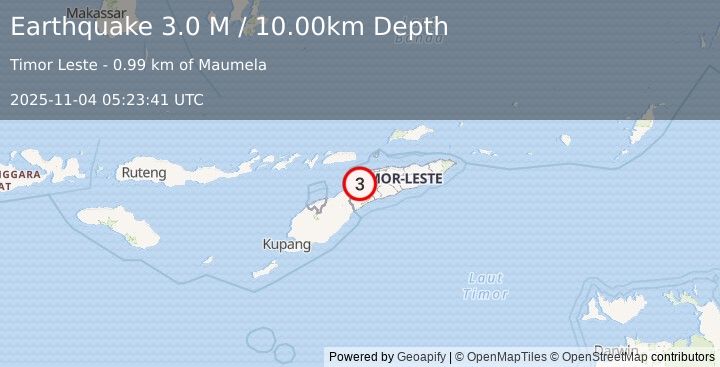 Earthquake Timor Region (3.0 M) (2025-11-04 05:23:41 UTC)