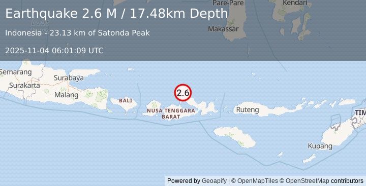 Earthquake Bali Sea (2.6 M) (2025-11-04 06:01:09 UTC)
