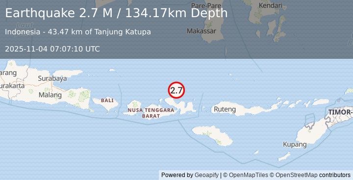 Earthquake Sumbawa Region, Indonesia (2.7 M) (2025-11-04 07:07:18 UTC)