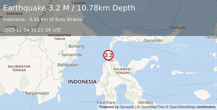 Earthquake Minahassa Peninsula, Sulawesi (3.2 M) (2025-11-04 11:21:25 UTC)