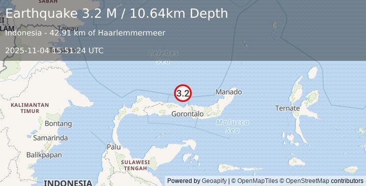 Earthquake Minahassa Peninsula, Sulawesi (3.2 M) (2025-11-04 15:51:24 UTC)
