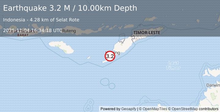 Earthquake Timor Region (3.2 M) (2025-11-04 16:34:18 UTC)