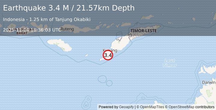 Earthquake Timor Region (3.4 M) (2025-11-04 18:36:03 UTC)