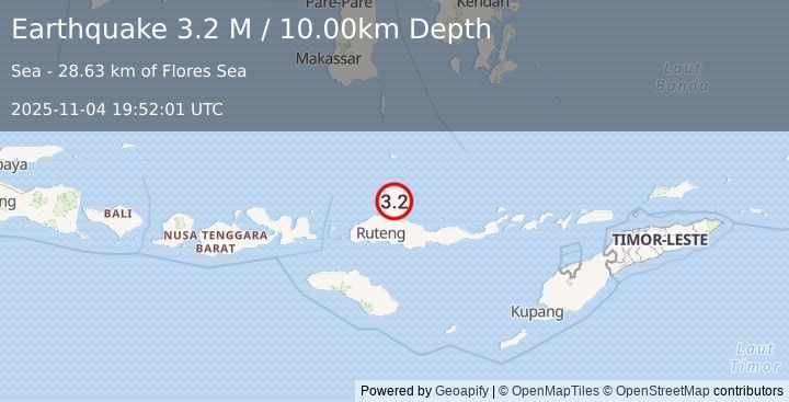 Earthquake Flores Sea (3.2 M) (2025-11-04 19:52:01 UTC)