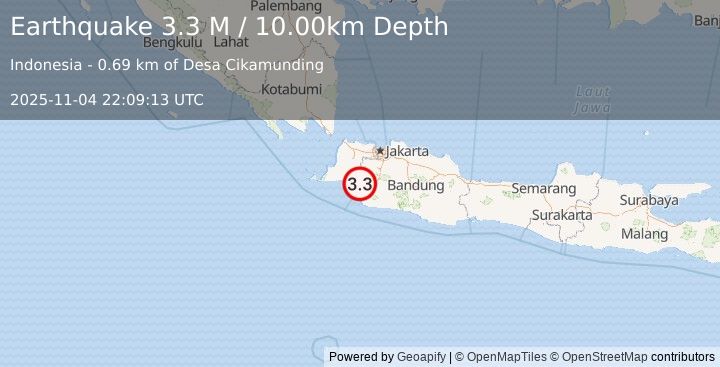 Earthquake Java, Indonesia (3.3 M) (2025-11-04 22:09:13 UTC)