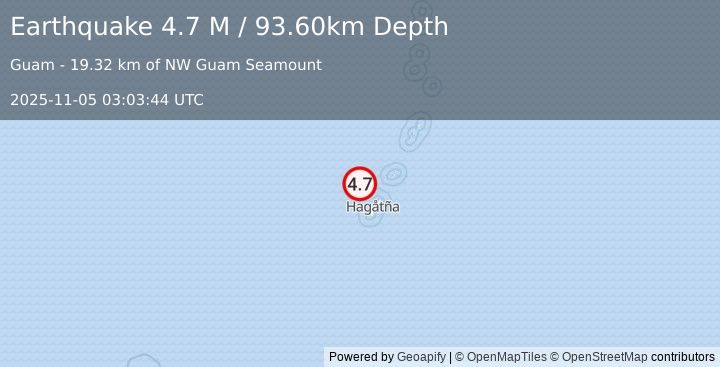 Earthquake Mariana Islands (4.7 M) (2025-11-05 03:03:44 UTC)