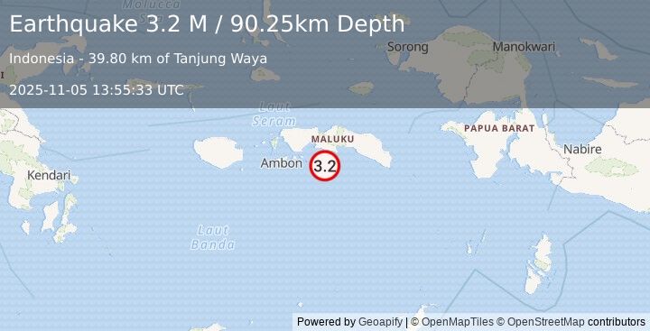 Earthquake Seram, Indonesia (3.2 M) (2025-11-05 13:55:33 UTC)