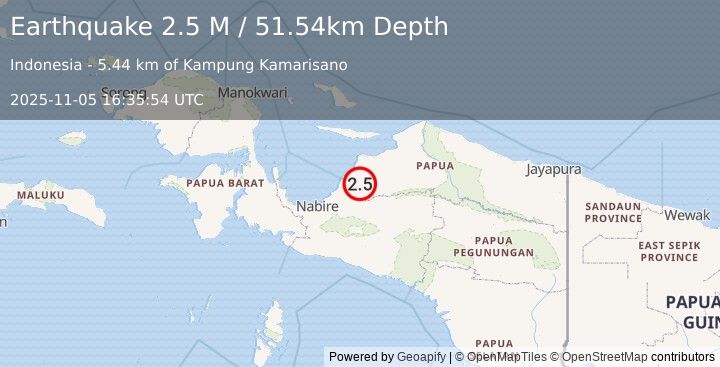 Earthquake West Papua Region, Indonesia (2.5 M) (2025-11-05 16:35:54 UTC)