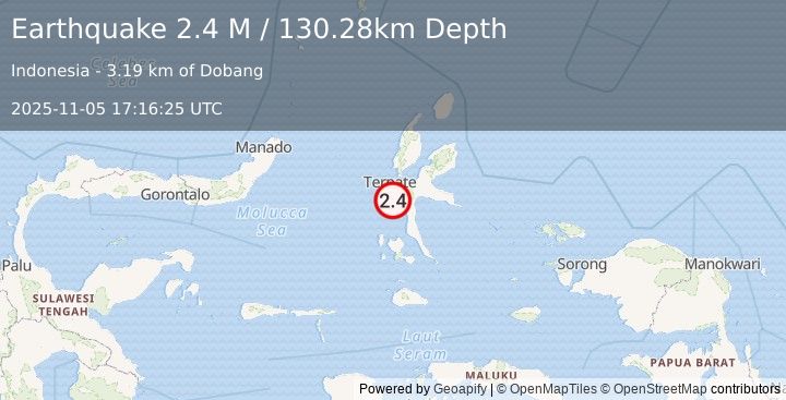Earthquake Halmahera, Indonesia (2.4 M) (2025-11-05 17:16:25 UTC)