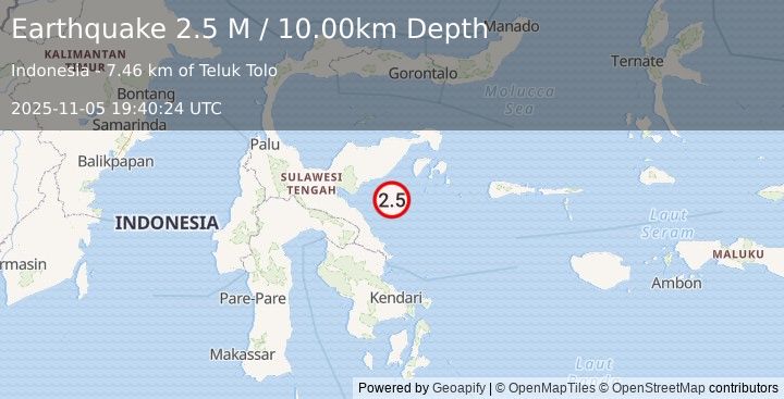 Earthquake Sulawesi, Indonesia (2.5 M) (2025-11-05 19:40:24 UTC)