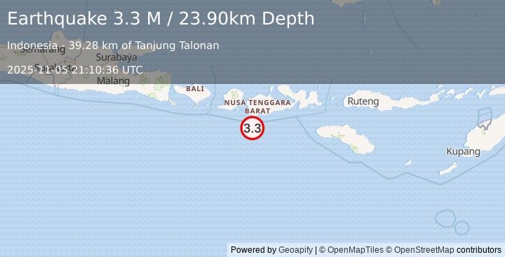 Earthquake Sumbawa Region, Indonesia (3.3 M) (2025-11-05 21:10:36 UTC)