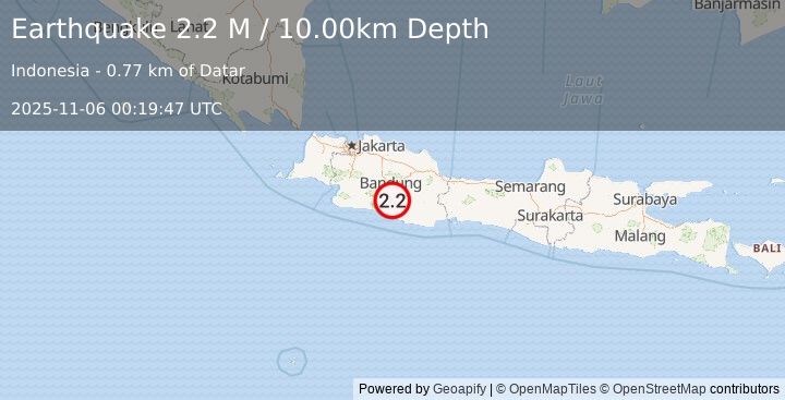 Earthquake Java, Indonesia (2.2 M) (2025-11-06 00:19:47 UTC)