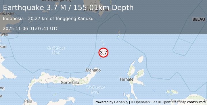Earthquake Talaud Islands, Indonesia (3.8 M) (2025-11-06 01:07:39 UTC)