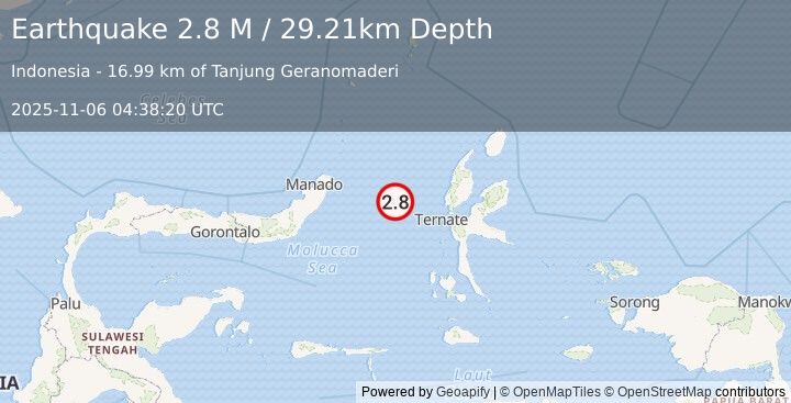 Earthquake Northern Molucca Sea (2.8 M) (2025-11-06 04:38:20 UTC)