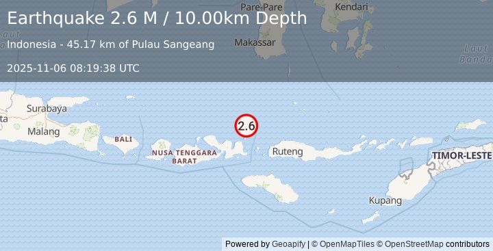 Earthquake Flores Sea (2.6 M) (2025-11-06 08:19:38 UTC)