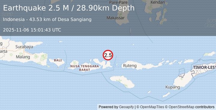 Earthquake Flores Sea (2.5 M) (2025-11-06 15:01:43 UTC)