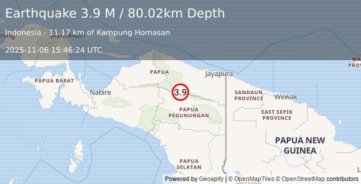 Earthquake West Papua, Indonesia (3.9 M) (2025-11-06 15:46:24 UTC)