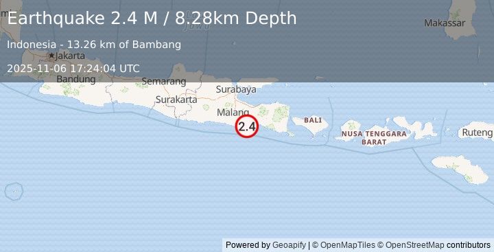 Earthquake Java, Indonesia (2.4 M) (2025-11-06 17:24:04 UTC)
