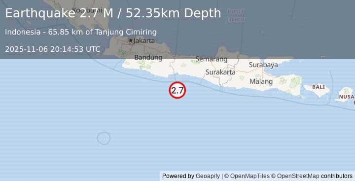 Earthquake Java, Indonesia (2.7 M) (2025-11-06 20:14:51 UTC)