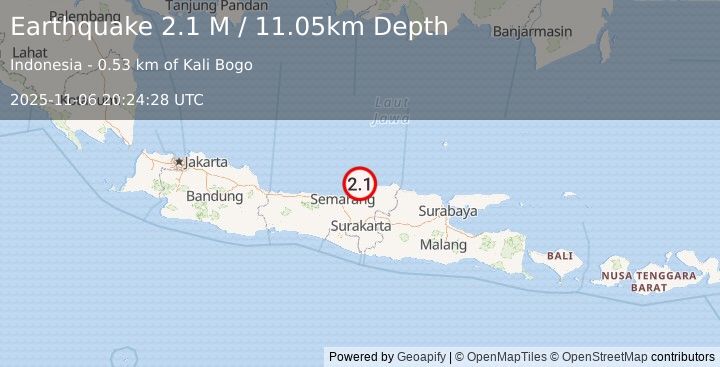 Earthquake Java, Indonesia (2.1 M) (2025-11-06 20:24:28 UTC)
