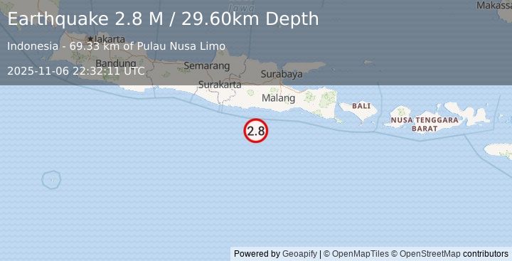 Earthquake Java, Indonesia (3.0 M) (2025-11-06 22:32:12 UTC)