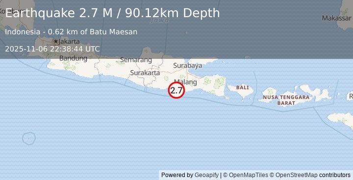 Earthquake Java, Indonesia (2.6 M) (2025-11-06 22:38:43 UTC)