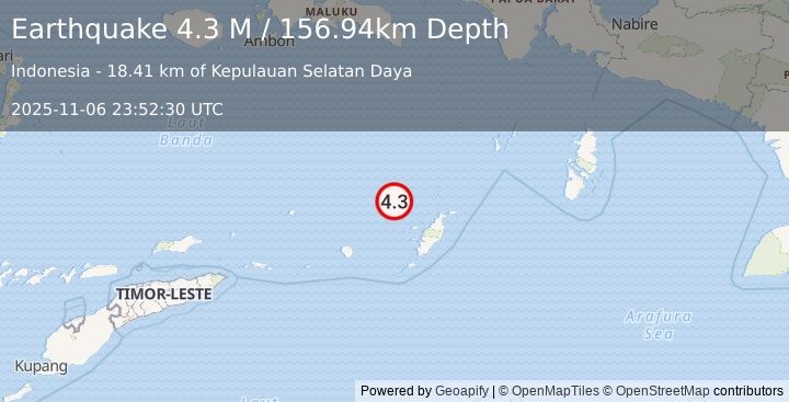 Earthquake Banda Sea (4.4 M) (2025-11-06 23:52:31 UTC)