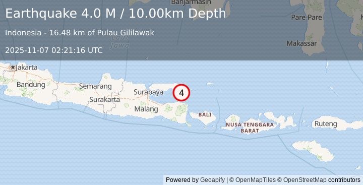 Earthquake Bali Sea (4.0 M) (2025-11-07 02:21:16 UTC)