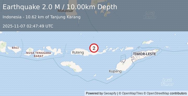 Earthquake Flores Region, Indonesia (2.0 M) (2025-11-07 02:47:49 UTC)
