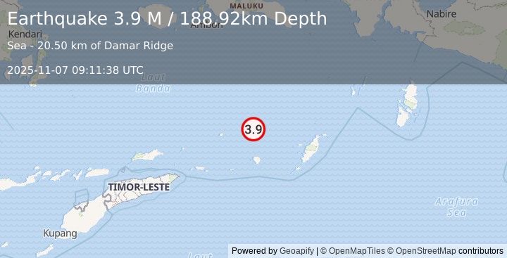 Earthquake Banda Sea (3.9 M) (2025-11-07 09:11:38 UTC)