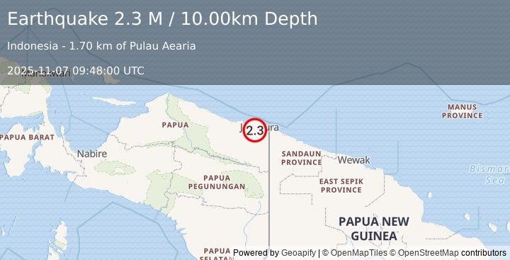 Earthquake Sulawesi, Indonesia (2.1 M) (2025-11-07 09:49:17 UTC)