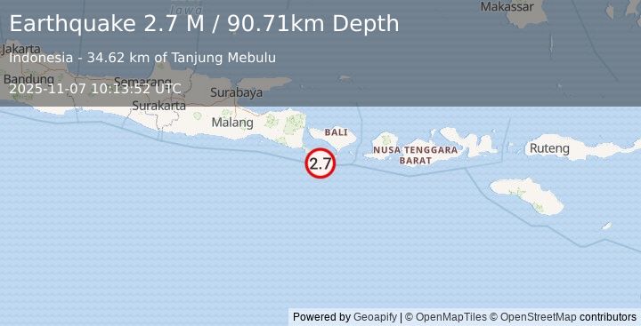 Earthquake Bali Region, Indonesia (2.7 M) (2025-11-07 10:13:52 UTC)