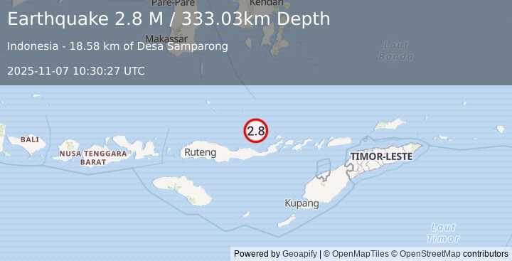 Earthquake Flores Sea (2.8 M) (2025-11-07 10:30:27 UTC)