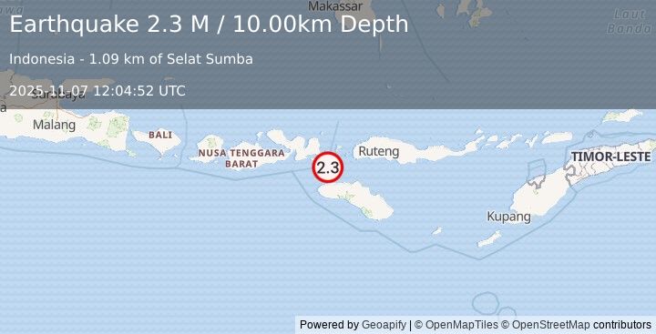 Earthquake Flores Region, Indonesia (2.3 M) (2025-11-07 12:04:52 UTC)